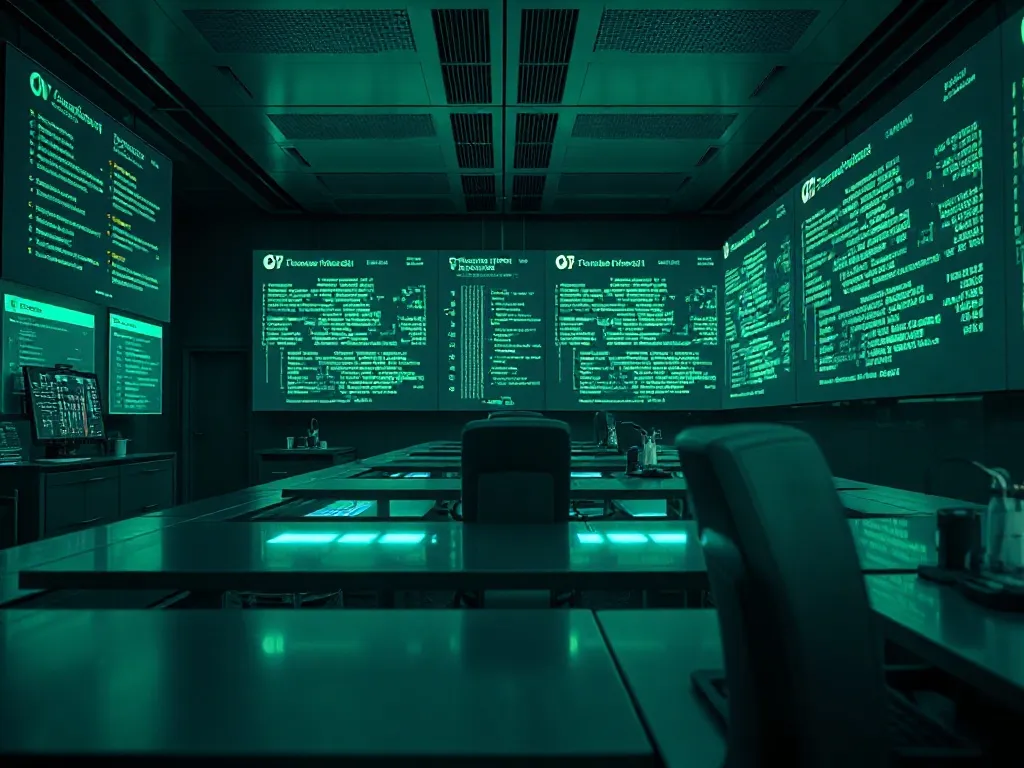 A futuristic clean laboratory with holographic screens showi