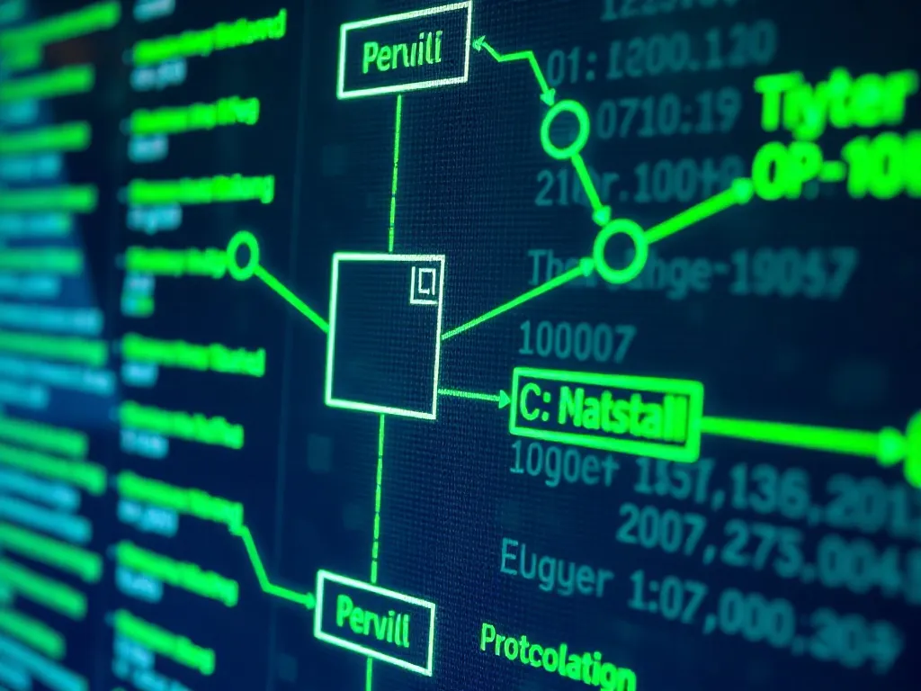 Close up of a digital screen showing a database structure wi